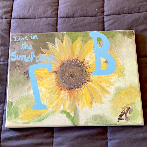 Live in the Sunshine Gamma Phi Sunflower Canvas - Picture 1 of 1